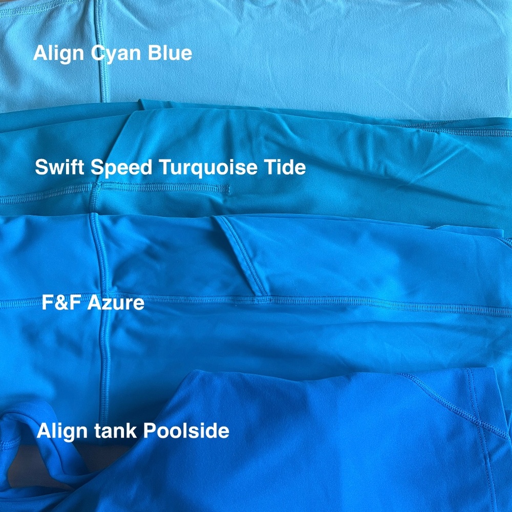 Lululemon color comparison - TURQUOISE BLUES! -- DO NOT BUY